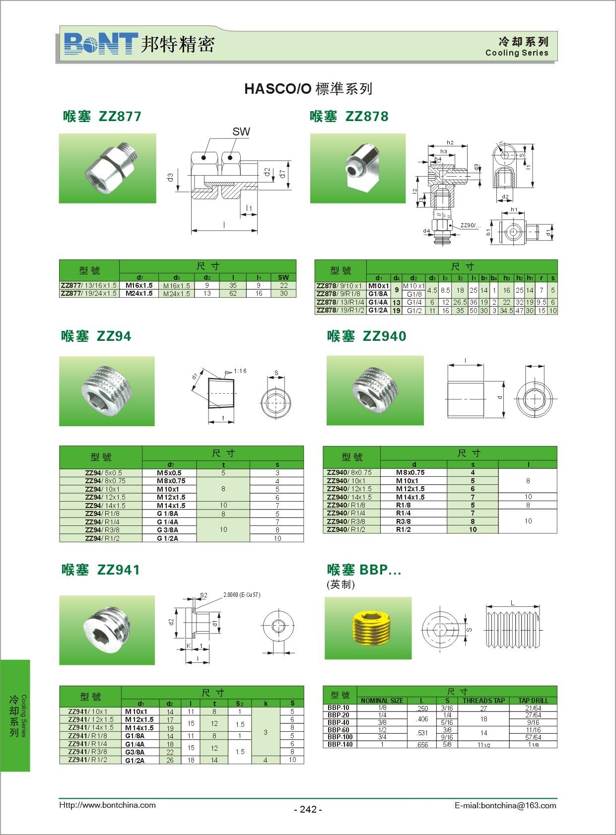 喉塞 HASCO标准、DME标准